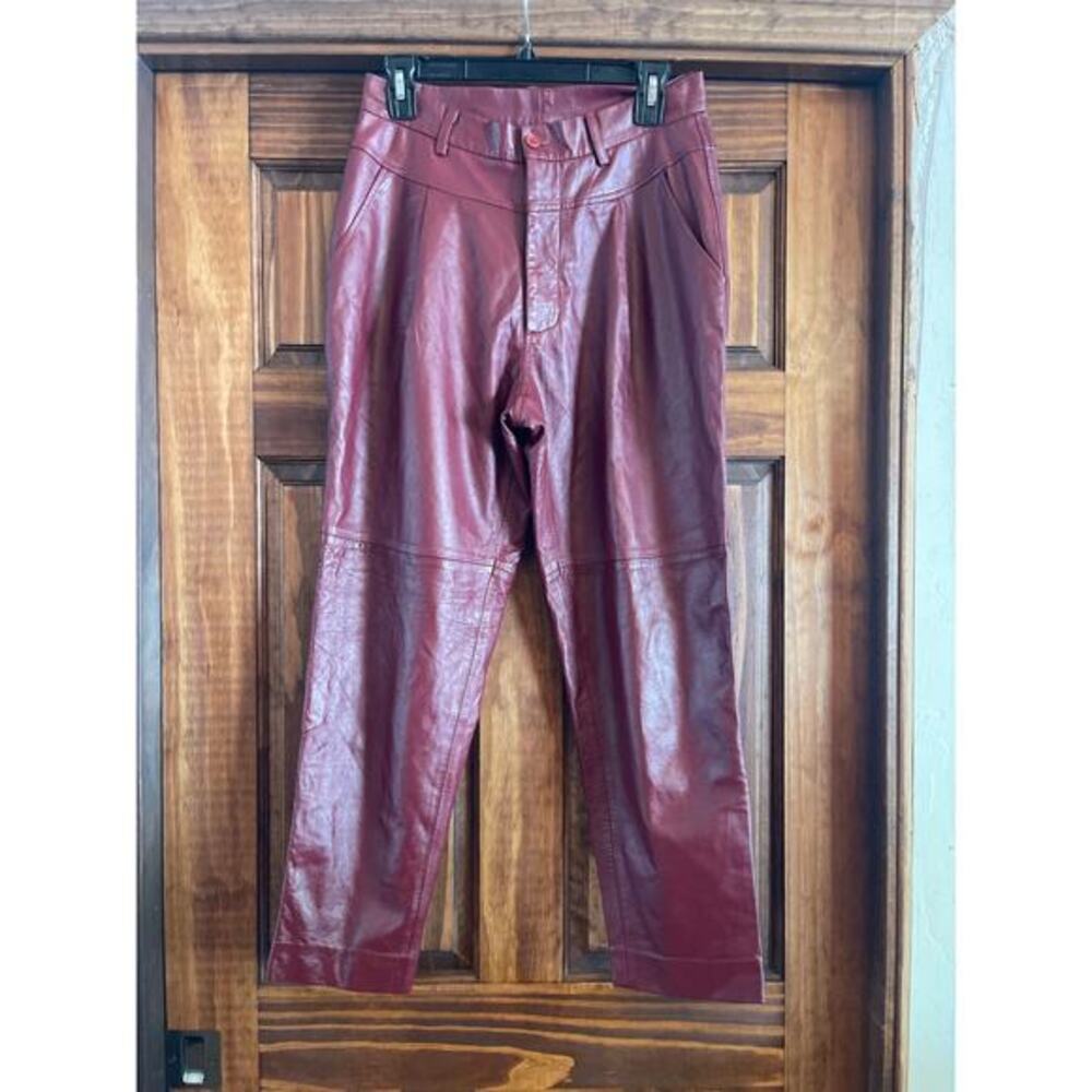 Vintage academia style Y2K Lambskin leather pants wine color size 6